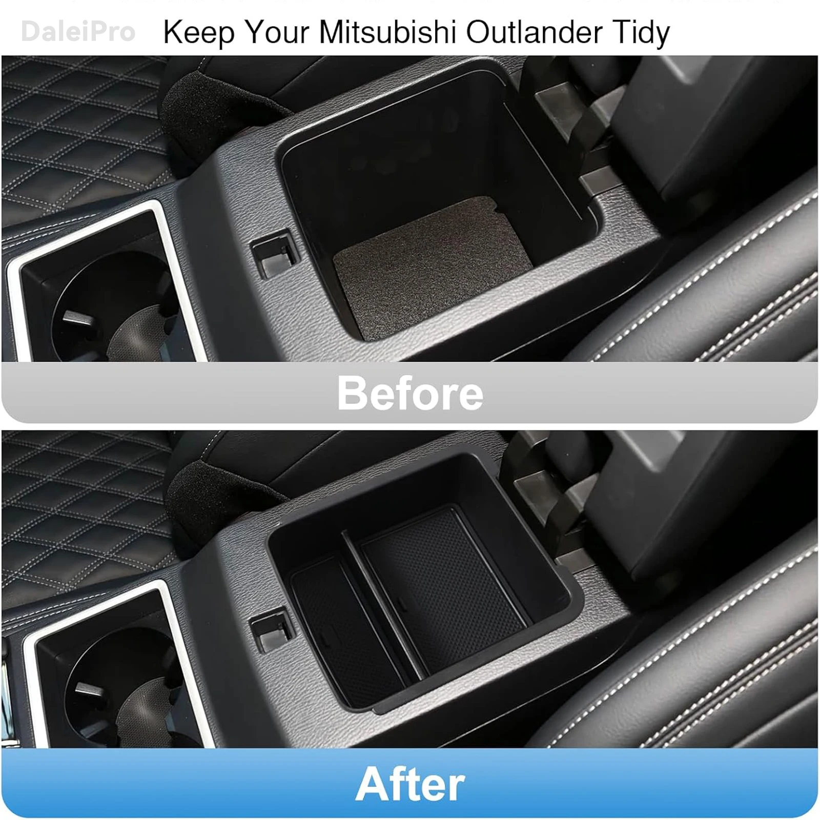 Für Mitsubishi Outlander 2022 2023 2024 2025 2026 Armlehnen-Organizer: Versteckter Aufbewahrungsbehälter mit oberer Ablage und weichem Silikonpolster – Detail 3