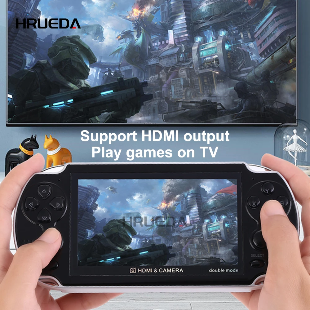 8GB لعبة فيديو وحدة التحكم كاميرا صغيرة محمولة 4.3 شاشة ملونة مقاس بوصة يده لعبة لاعب المزدوج جويستيك وحدات التحكم بالألعاب 10000 + ألعاب