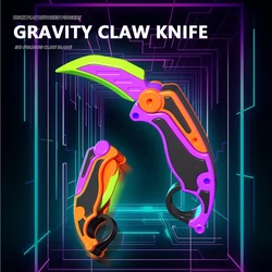 Cuchillo Gravity de zanahoria 3D, juguetes de descompresión, descompresión para niños, tarjeta de empuje, pequeño juguete, impresión 3D, cuchillo de garra de mariposa de plástico