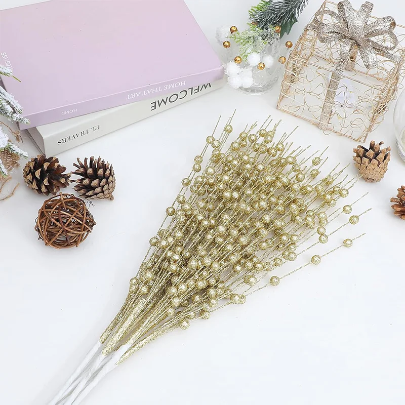 60 رؤساء بريق التوت زهرة اصطناعية شجرة عيد الميلاد الحلي الديكور زهرية DIY إكليل الحرف ديكور المنزل لوازم نافيداد