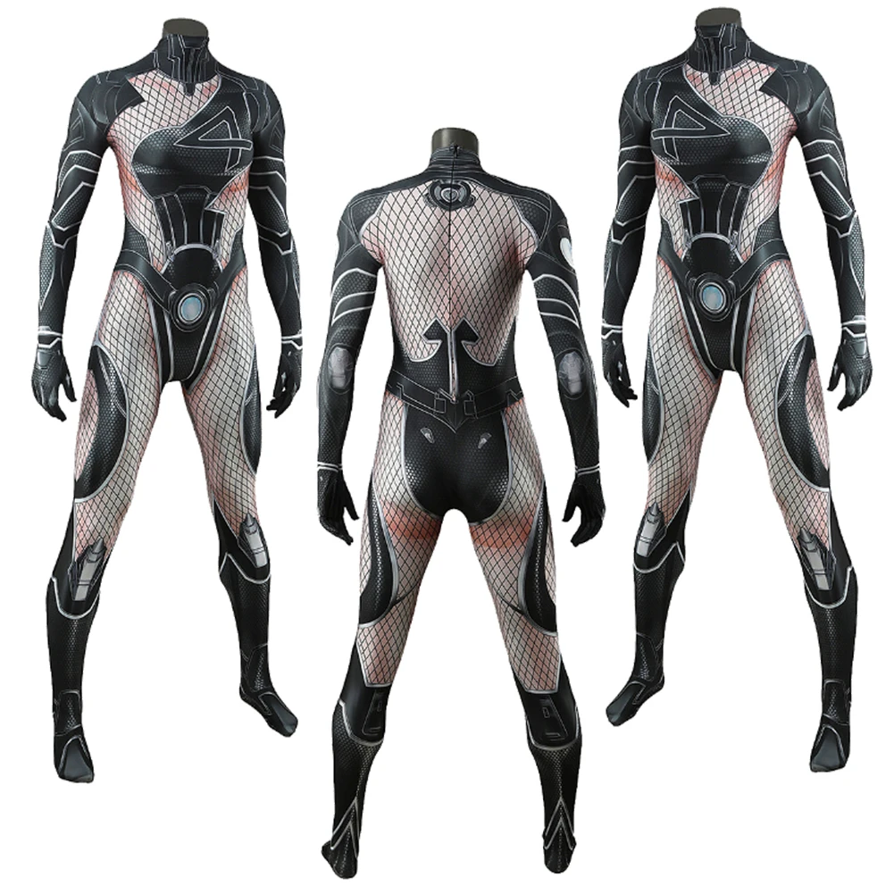 لعبة منافس سوزان ستورم كوسبلاي بذلة سوداء زي امرأة غير مرئية لعب الأدوار الأرنب ملابس للفتيات بدلات حفلات الهالوين كرنفال