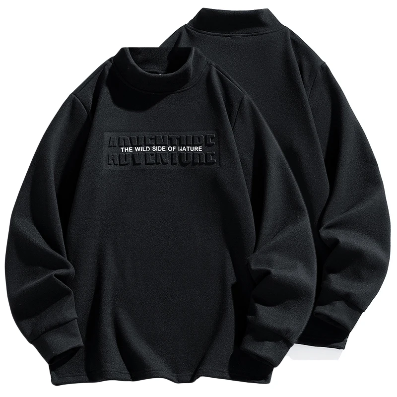 

Men's Double Face Velvet Sweatshirt, Thickened Thermal Pullover Turtleneck, Winter Long Sleeve Shirt, Loose Fit Casual