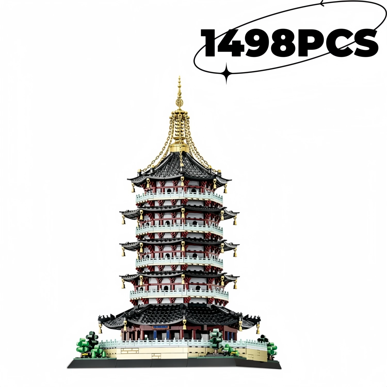 

1498PCS Hangzhou Leifeng Tower World Architecture Series Assembly Blocks Ancient Street Scene Model Educational Decoration Toy