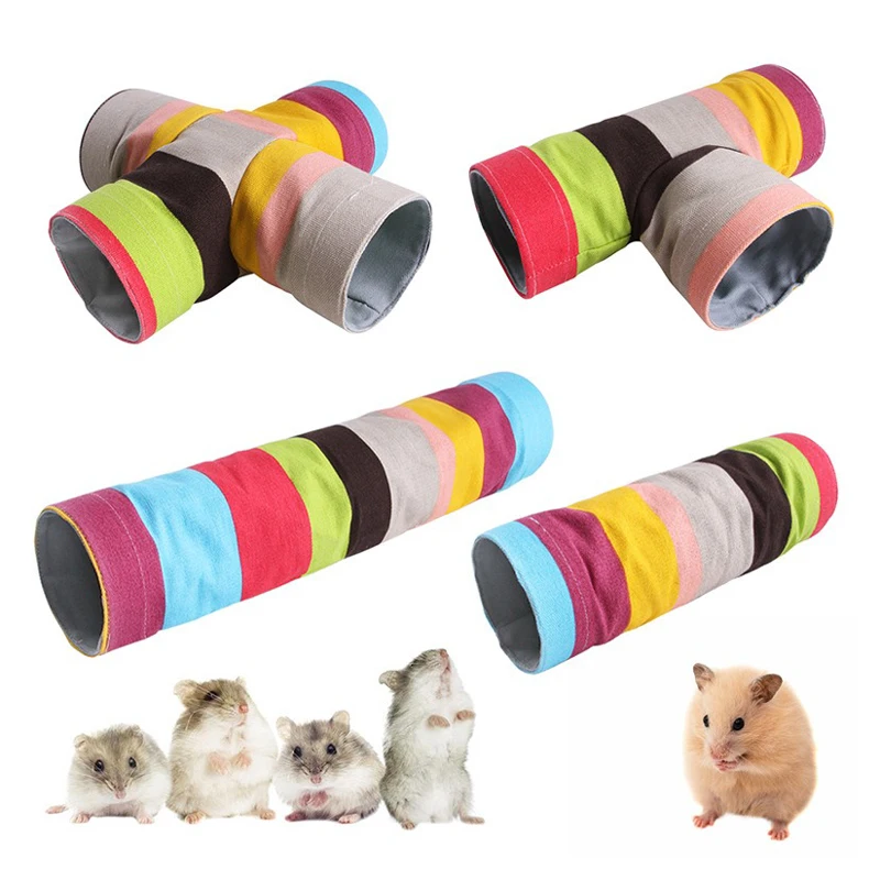 Small Animal Collapsible Canvas Tunnel Pet Hamster Training Hideout Tunnels for Guinea Pigs Pet Play Tubes