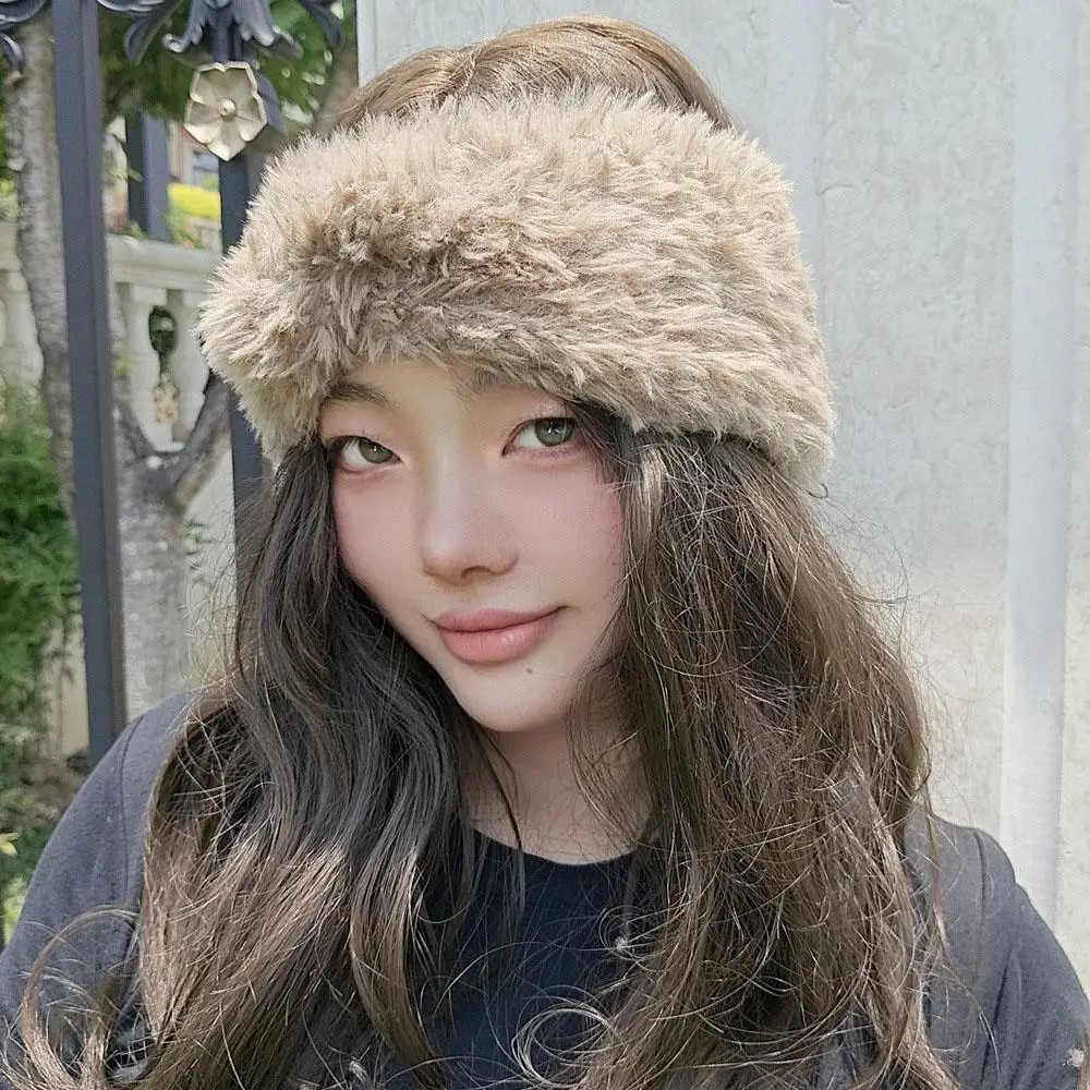 

Защита ушей на открытом воздухе, защита от холода, головной убор, пушистые аксессуары для волос, мягкая эластичная грелка для ушей, повязка на голову, тюрбан с широкими полями, головной убор