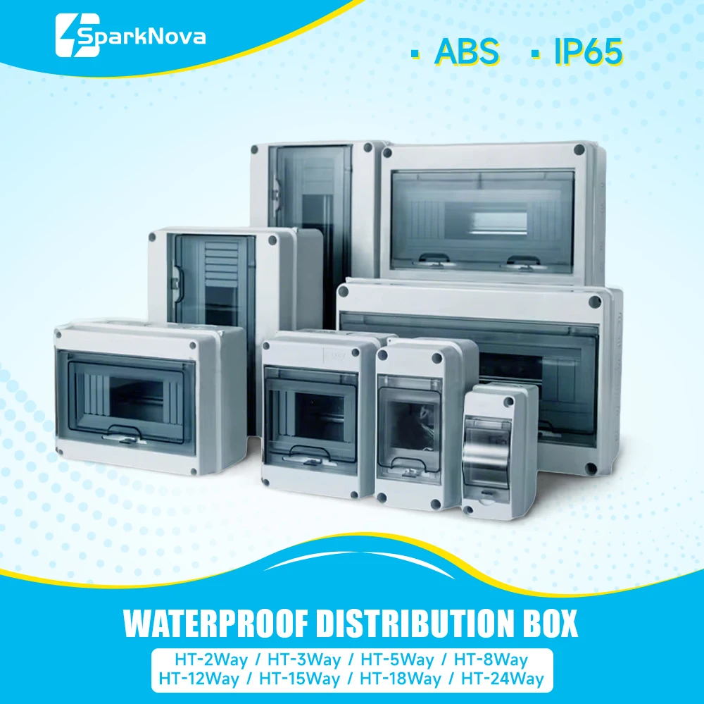Caja de distribución impermeable IP65, caja de conexiones de la serie HT del gabinete eléctrico de plástico ABS de 2/3/5/8/12/15/18/24WAY