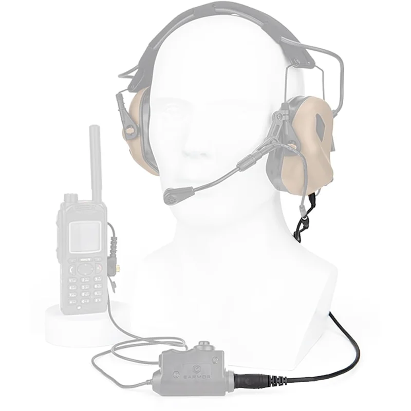 EARMOR Tactical Headset And Microphone Kit with Adapter for M31 M31H Mark3 -  Grade Communication Accessory