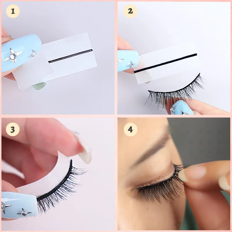 40Pcs/Box Reusable Self-Adhesive Glue-Free Eyelash Glue Strip No Glue Hypoallergenic False Eyelashes Extension Tape Makeup Tools