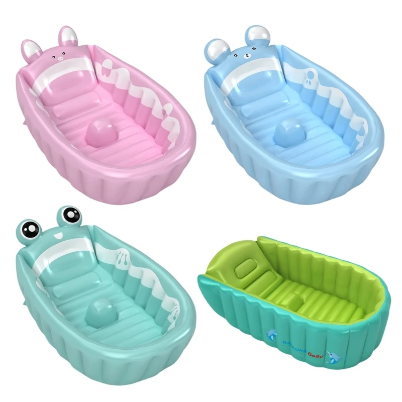

J15U Foldable Bathtub Baby Bath Tub Cartoon Animal Pattern Inflatable Bathtub