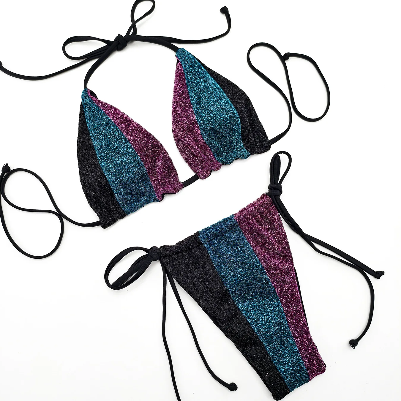 Shining Silver Light Swimwear Women Micro Bikini Thongs Swimsuit Leopard Print Two Piece Bikini Set Solid Biquini Beachwear
