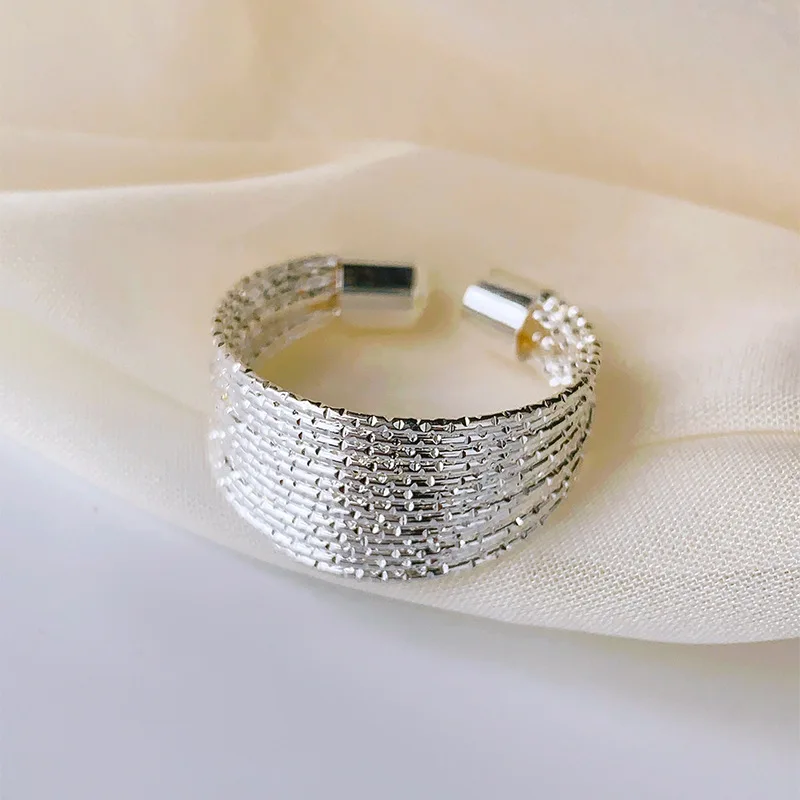 

Fashion Ferris Wheel 925 Sterling Silver Jewelrt Multilayer Line Half Circle Geometric Opening Rings JZ290