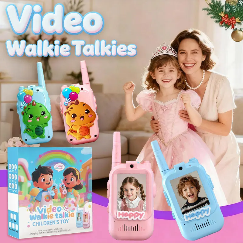 video-walkie-talkies-for-kids-pink-blue-2-pack-interaction-toys-for-camping-travel-variable-sounds-20-inch-visible-screen-gfits