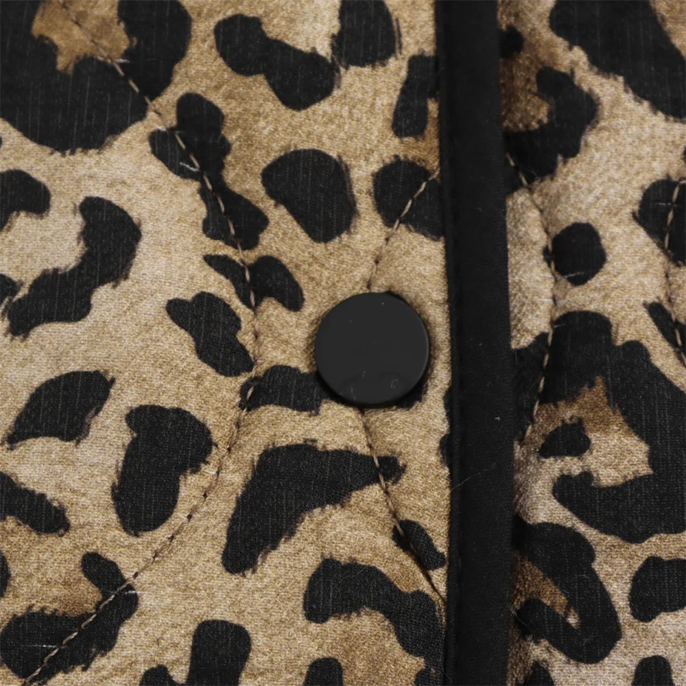 PB&ZA 2024 early autumn new women\'s fashion temperament versatile leopard print animal print cotton jacket coat