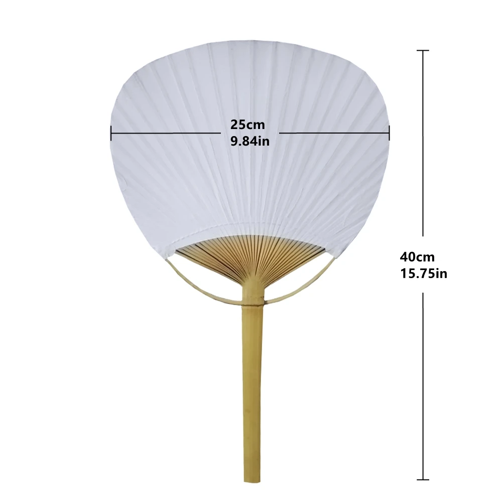 10pcs Pai Pai Bamboo Fan White Paper Hand Fan Calligraphy Painting Blank Group Fan Summer Home Decor