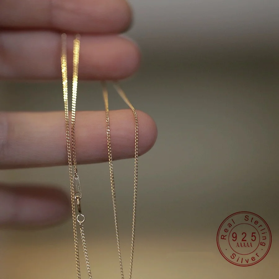 925 Sterling Silber Überzug 14 Karat Gold Einfache Kette Halskette für Frauen Modische Temperament Vielseitiger Schmuck