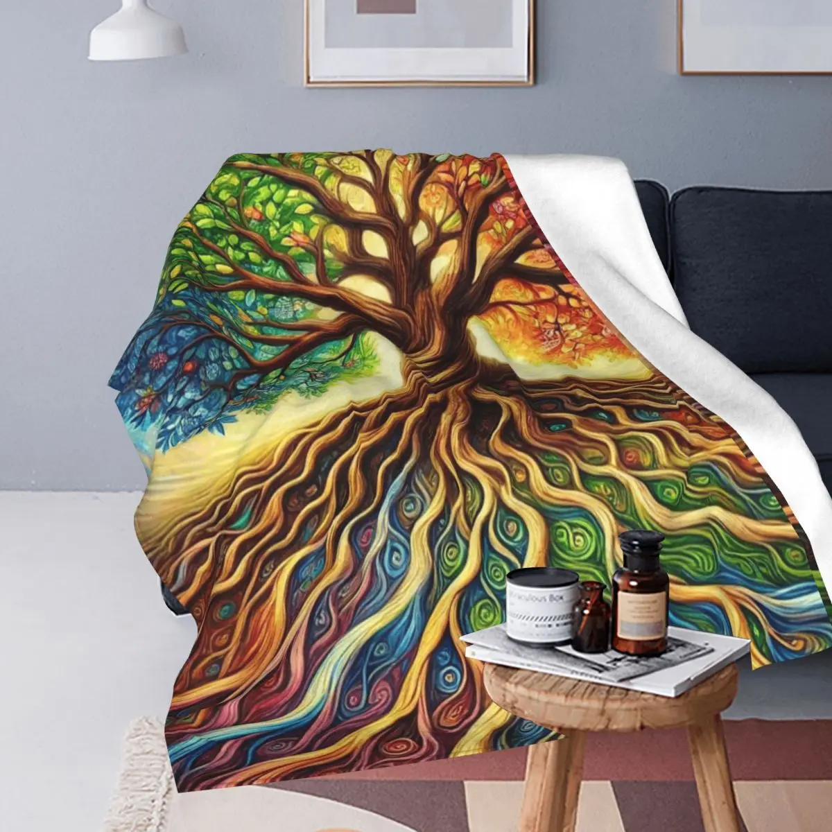 Tree Of Life Nature Viking Yggdrasil Norse Blanket Soft Warm Flannel Throw Blanket Bedspread for Bed Travel Home Sofa