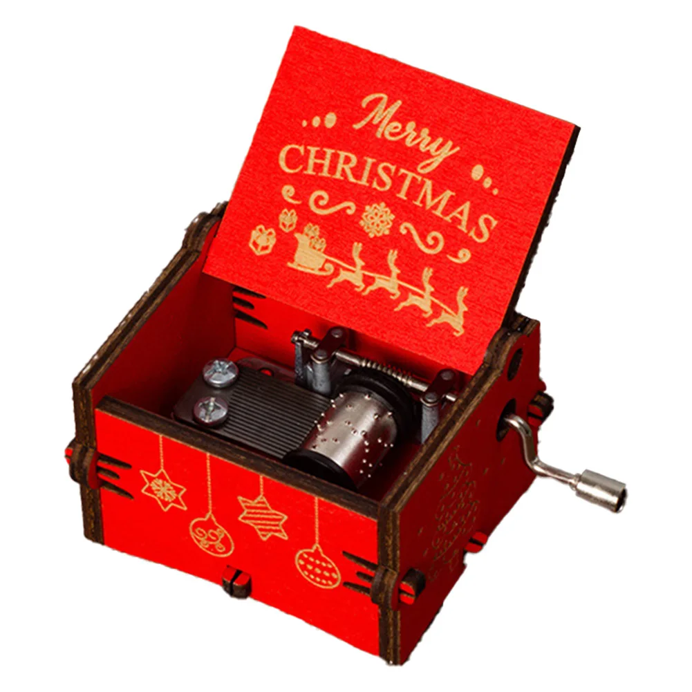 Elegant AesFor thetic of Wooden Hand Crank Music Box Featuring Beloved Christmas Melodies For Family GaFor therings