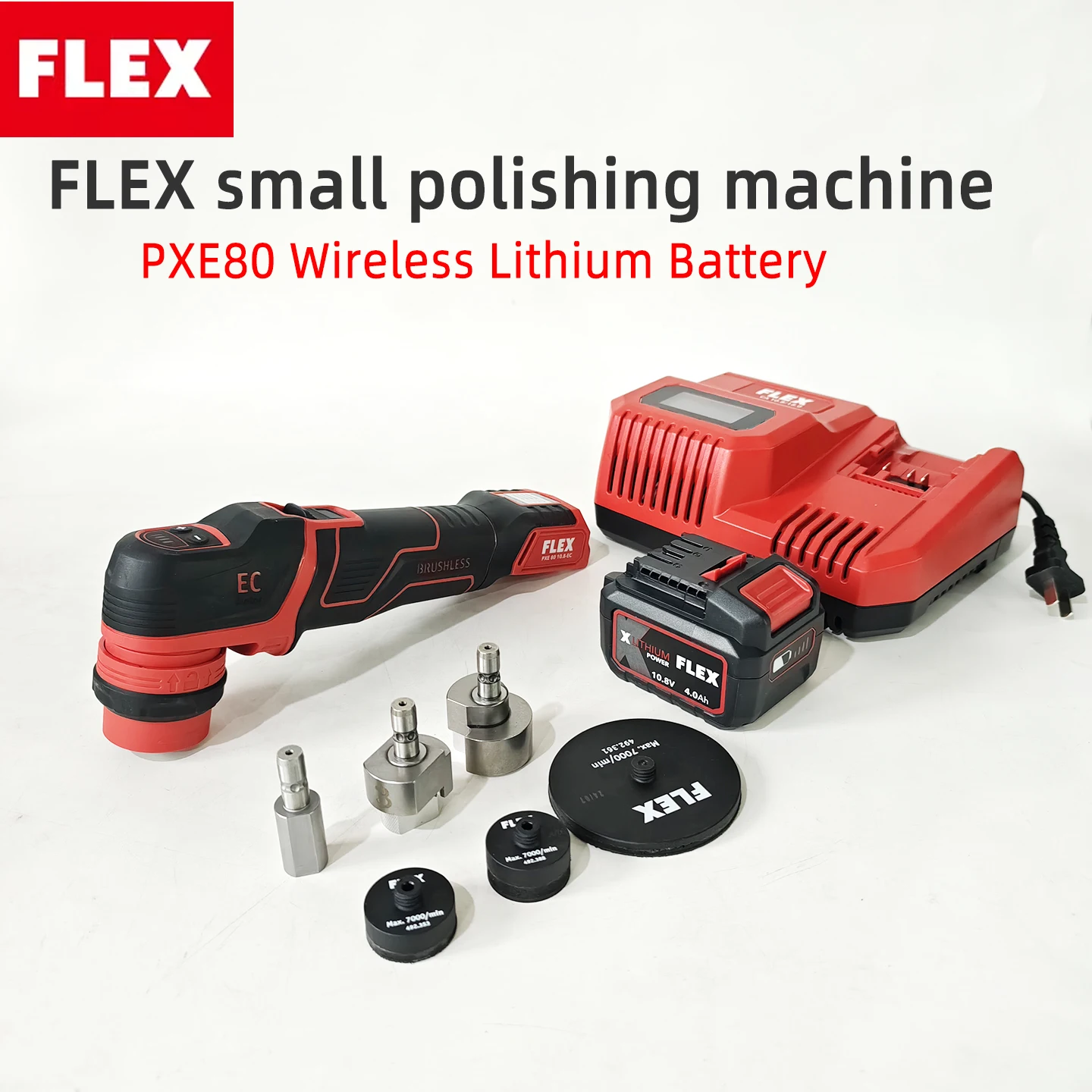 

FLEX PXE80 Lithium-ion Mini Polisher for Cars, 1"/3" Tray, 5000 RPM, 4.0A Battery Pack