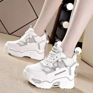 Zapatillas deportivas de malla para Mujer, Zapatos vulcanizados transpirables con plataforma, informales, cómodos, de verano, 2024