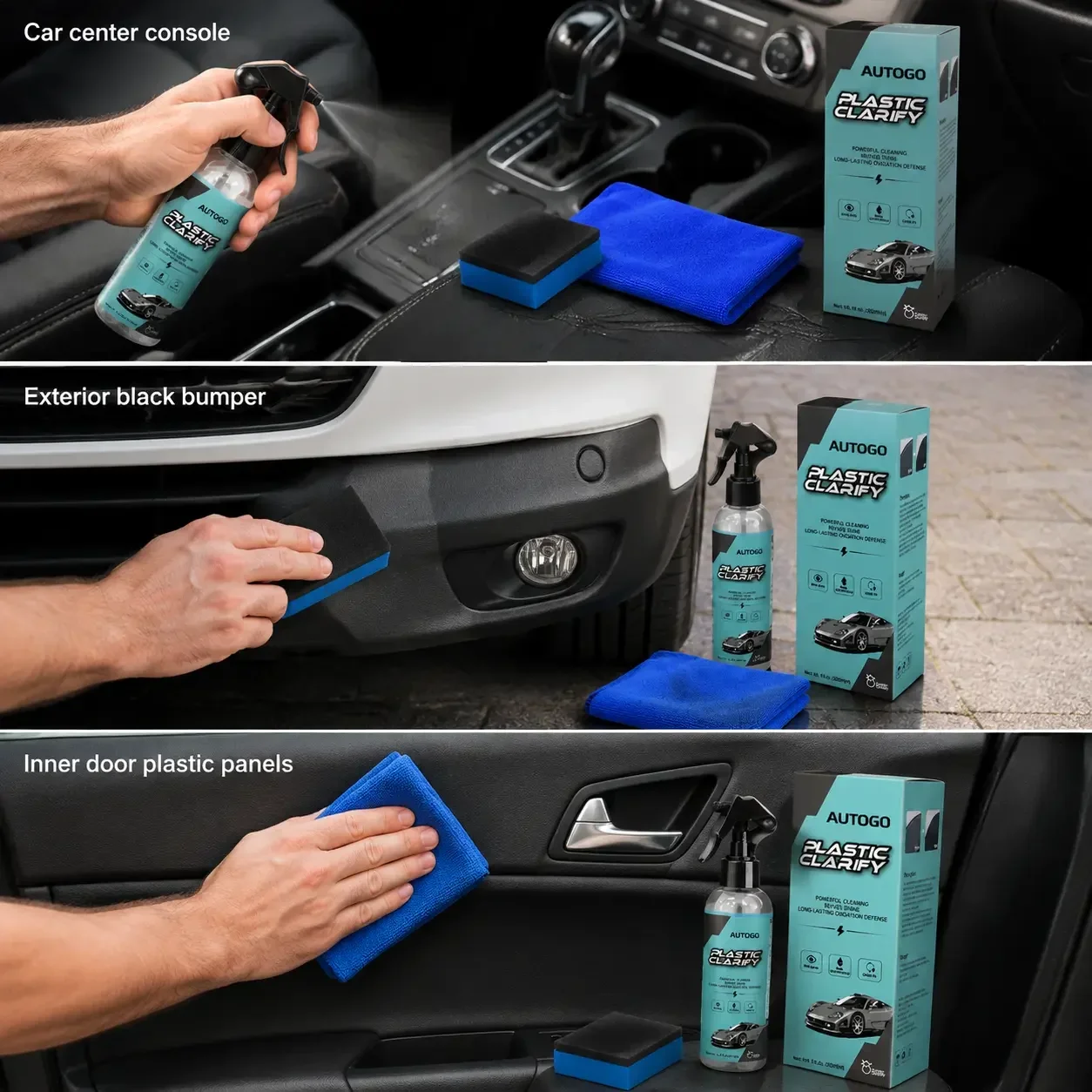 200ML Waterless Spray Wax, Multi-Functional Plastic Coating, Car Interior Cleaner, Leather/rubber Protector, DIY Auto Care