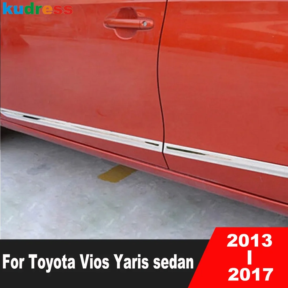 

For Toyota Vios Yaris Sedan 2013 2014 2015 2016 2017 Steel Side Door Body Trim Door Line Panel Streamer Strip Car Accessories
