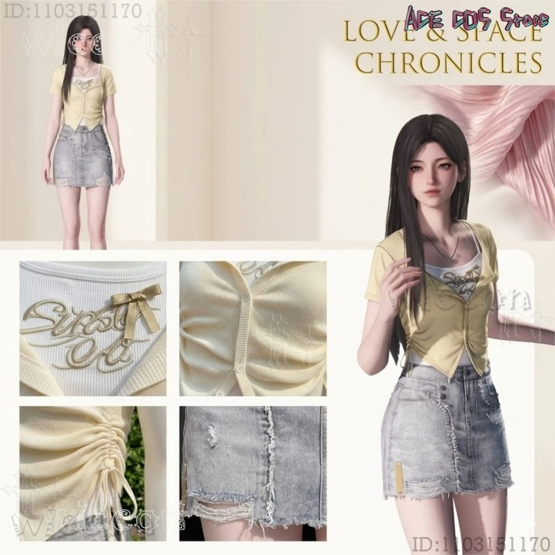 Love and Deepspace MC Warm Afterglow - Gestricktes Camisole- und Cardigan-Set, süßes Lolita-Kleid, Halloween-Cosplay-Kostüme und mehr