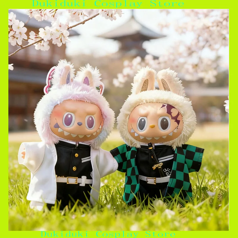 

Одежда для кукол Tanjiro Kamado для Labubu 2,0 3,0, одежда Demon Slayer Kamado Shinobu Kochou, наряд, мини-модные аксессуары для кукол