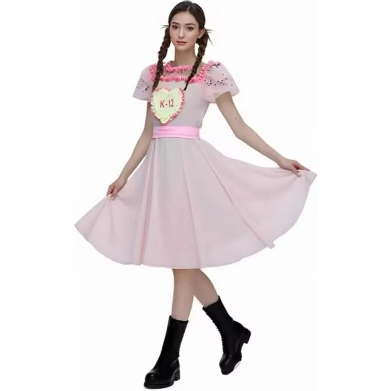 Disfraz de Angelita Crybaby de la Película K-12 para Mujer, Uniforme K12, Vestido Rosa y Morado, Trajes Dulces de Melanie Martinez para Niñas, Disfraz de Halloween