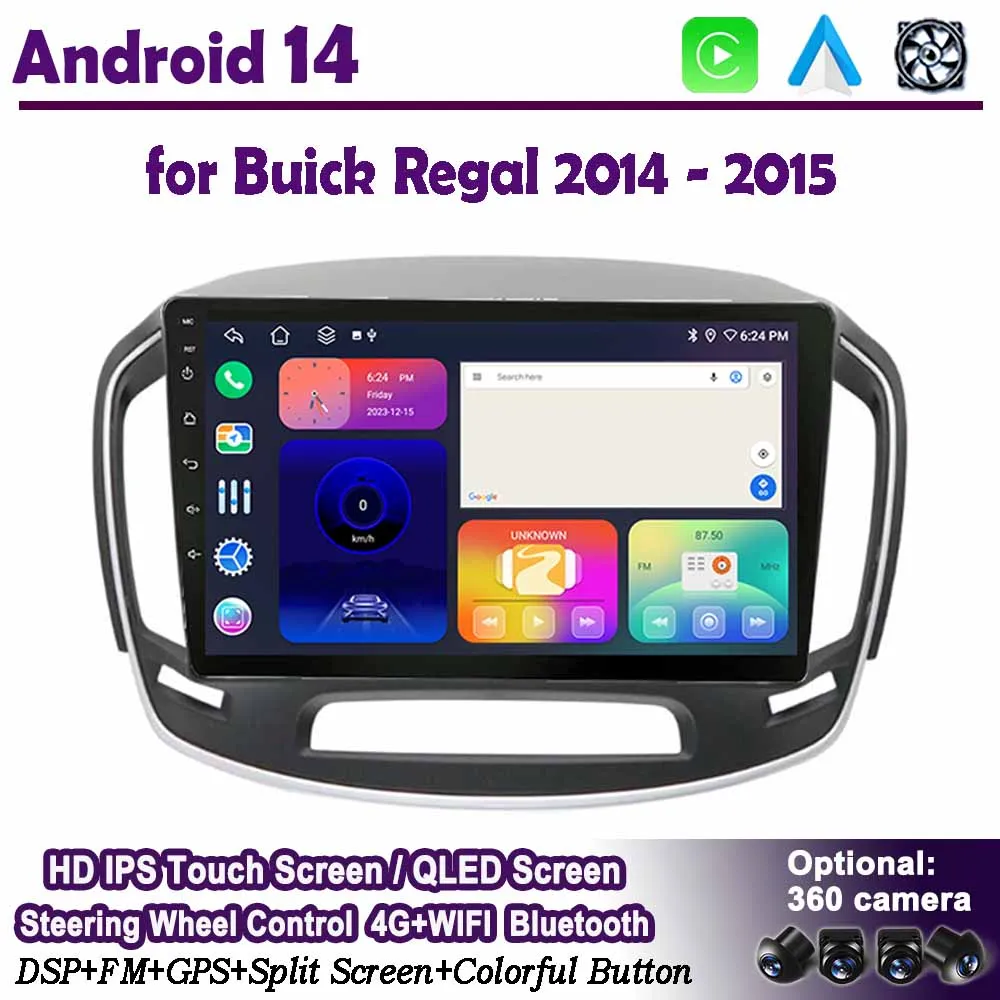 

Carplay Radio Android 14 Car Multimedia Player for Buick Regal 2014 2015 GPS Navi WIFI DSP Stereo Auto Radio Touch HD Screen BT