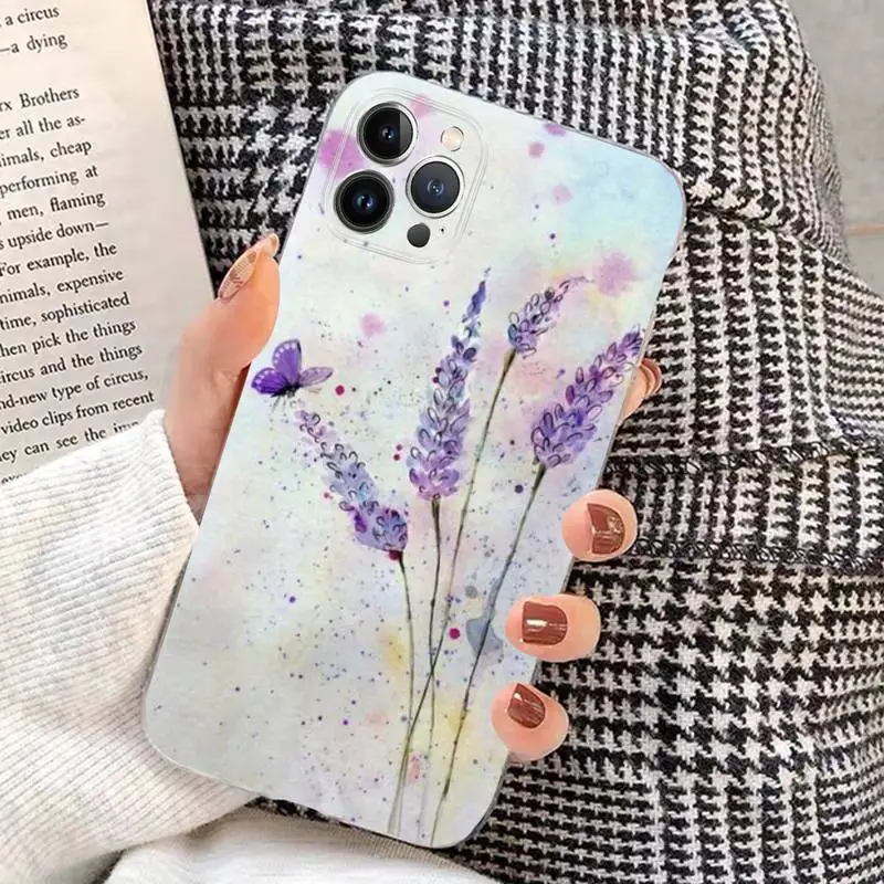 Lavender Phone Case Silicone Soft for iphone 14 13 12 11 Pro Mini XS MAX 8 7 6 Plus X XS XR Cover