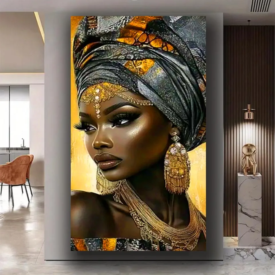 

Яркая афроамериканская женщина, алмазная живопись, полная алмазная вышивка своими руками, мозаика, домашний декор, вышивка крестиком, подарок на Хэллоуин