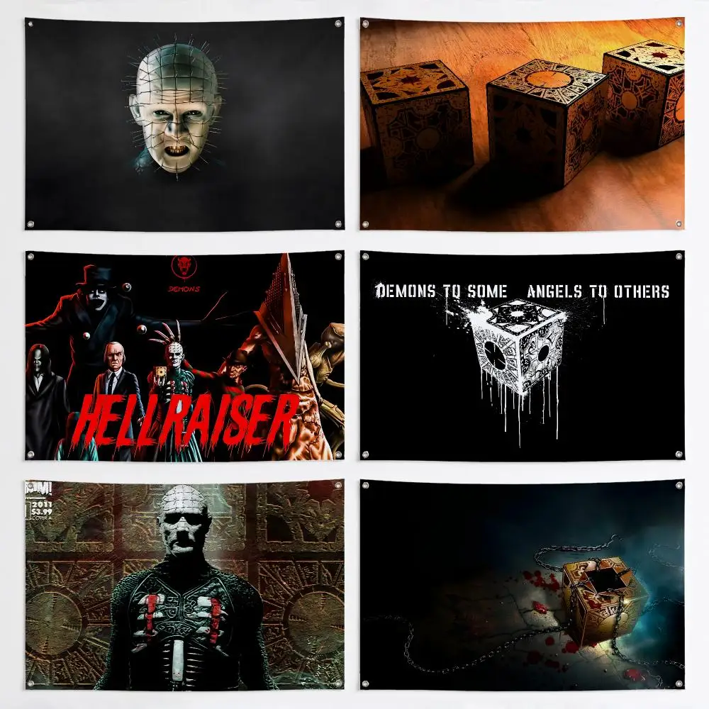 Hellraisers Horror Movie Fans Flags Aesthetic Wall Tapestry Printed Wall Hanging Living Room Party Outdoor Decor