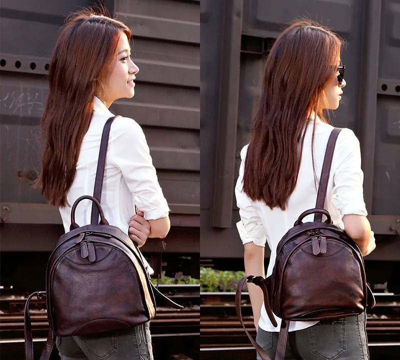 2020 New Leather Backpack Female Large Capacity School Backpack Casual Bags Niche Handmade Soft Cowhide Leather Retro Women BJYL