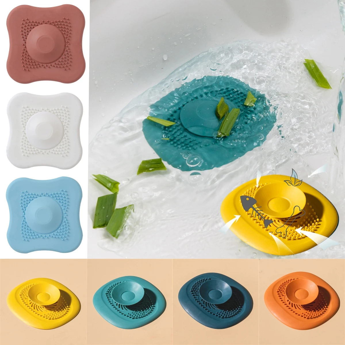 Household Sink Filter Anti-clogging Silicone Floor Drain Plug Home Kitchen Bathroom Deodorant Plug Bathroom/Kitchen Accessories