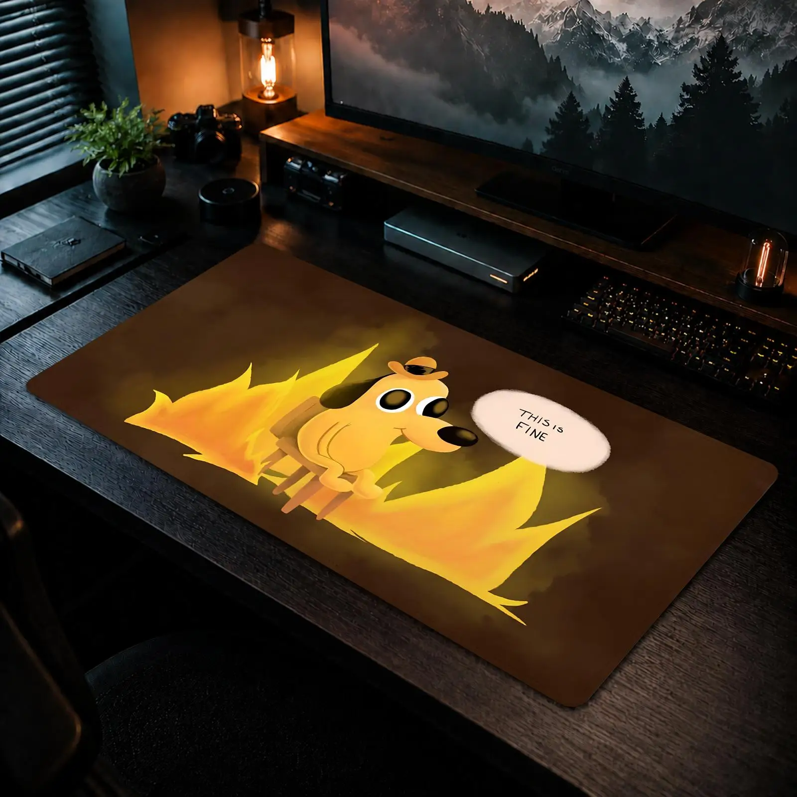 Cool Dog This Is Fine Mouse Pad Gaming office Non-slip Desk Mat Diy Mousepad Large Game Keyboard overlock