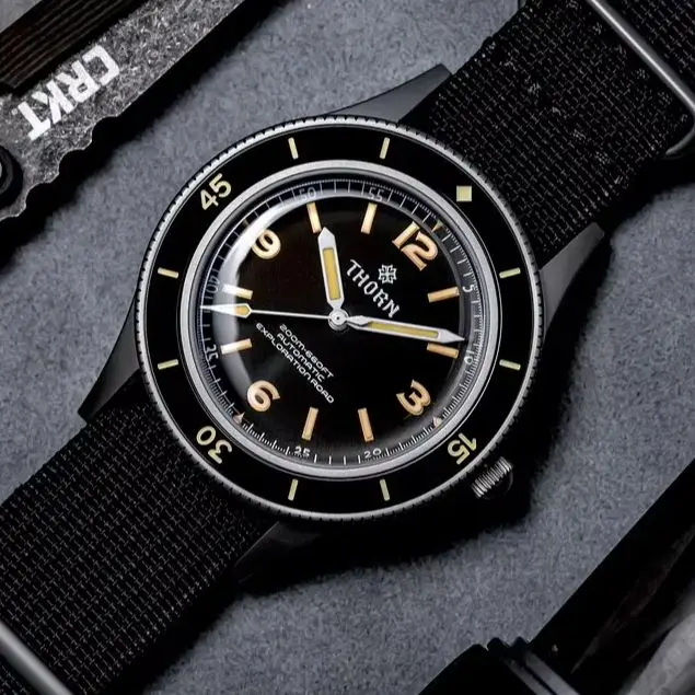 THORN Men Automatic Watch Pilot 40mm Mechanical Wristwatch Diver 20ATM Waterproof C3 Luminous Sapphire Mirror NH35 Ceramic Bezel