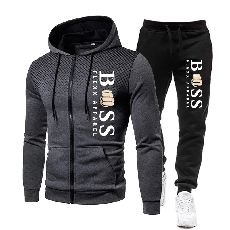 New Mens Tracksuits 2024 Men Sets Sweatshirt+sweatpants Tracksuit Zipper Stand Collar Sports Suit Jogging Fitness Men Clothing