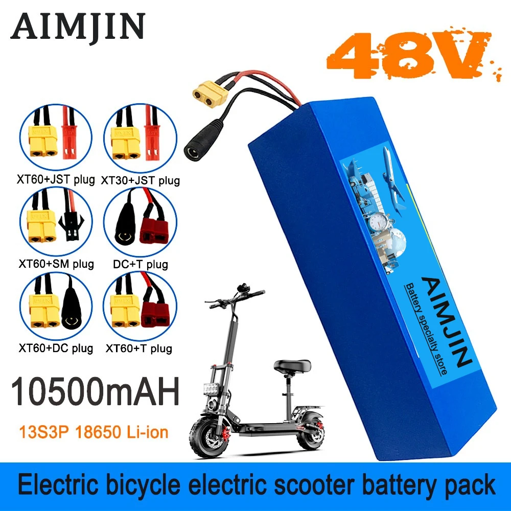 

1000W 10500mAh 13S3P 48V 10.5Ah/10500mAh 18650 lithium-ion battery pack suitable for 54.6V with BMS+charger