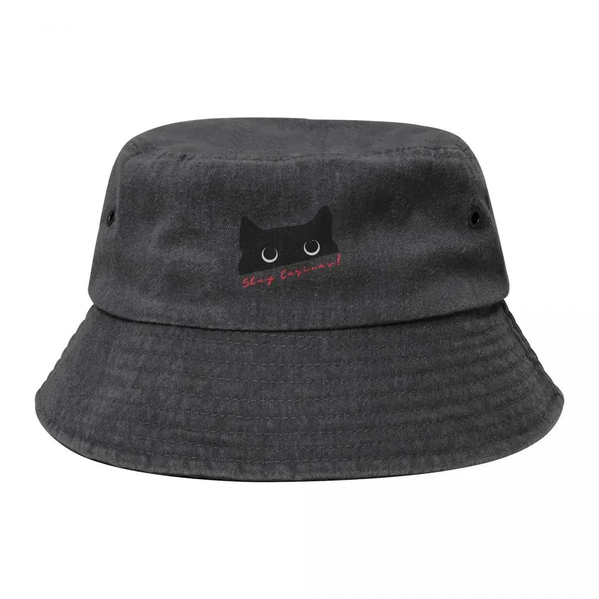 Cat being curious Bucket Hat Streetwear black Cosplay Golf Wear Men Women's