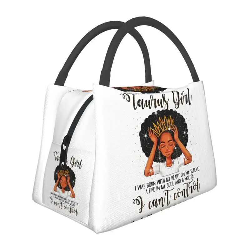 African Women Black Girl Insulated Lunch Tote Bag Portable Cooler Thermal Bento Box For School Work Picnic Food Tote Bags