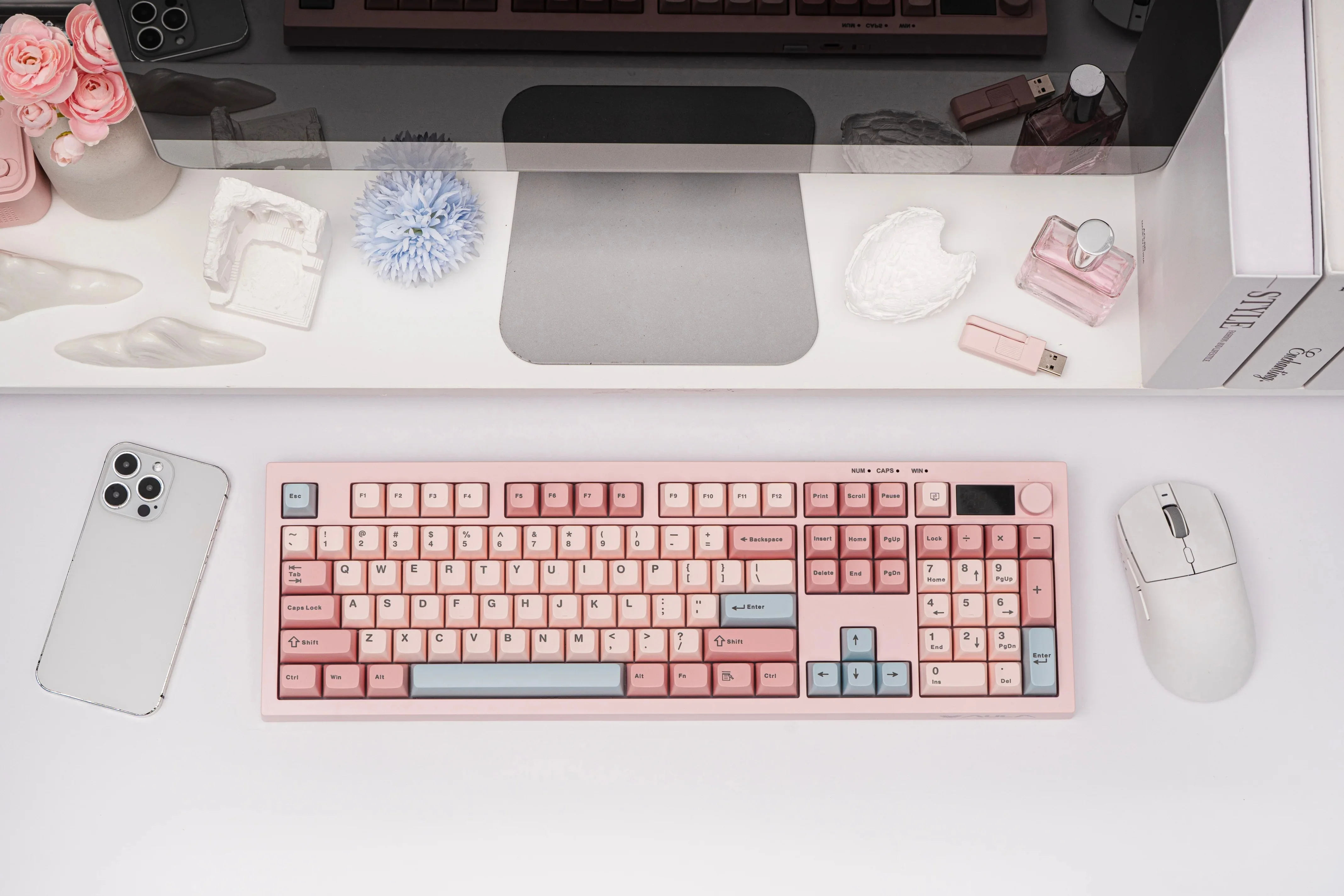 AULA S102 PRO Tri-model Membrane Keyboard Silent Switch Wireless 2.4G Wired Volume Knob TFT Screen Full Size for PC Office Game