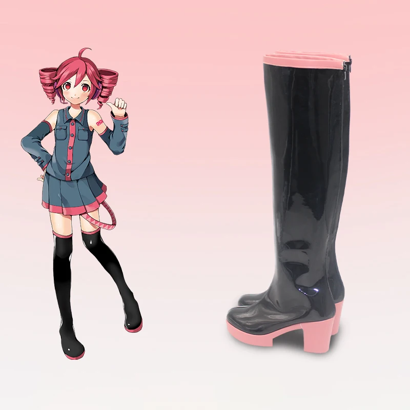 Teto Cosplay Schoenen Anime Miku Zwarte Kunstleren Laarzen Voor Vrouwen Let op Schoenen Hoogte En Kuitomtrek