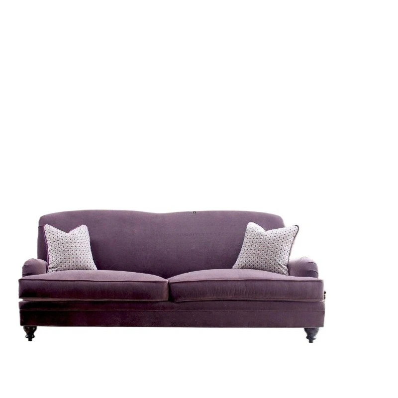 

Belgian American country solid wood fabric double triple sofa, model house villa living room combination furniture