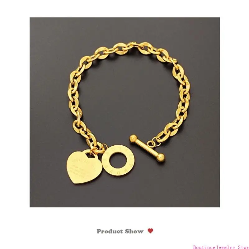 E1PE Fashionable Heart Design Stainless Steel Bracelet Ot C…