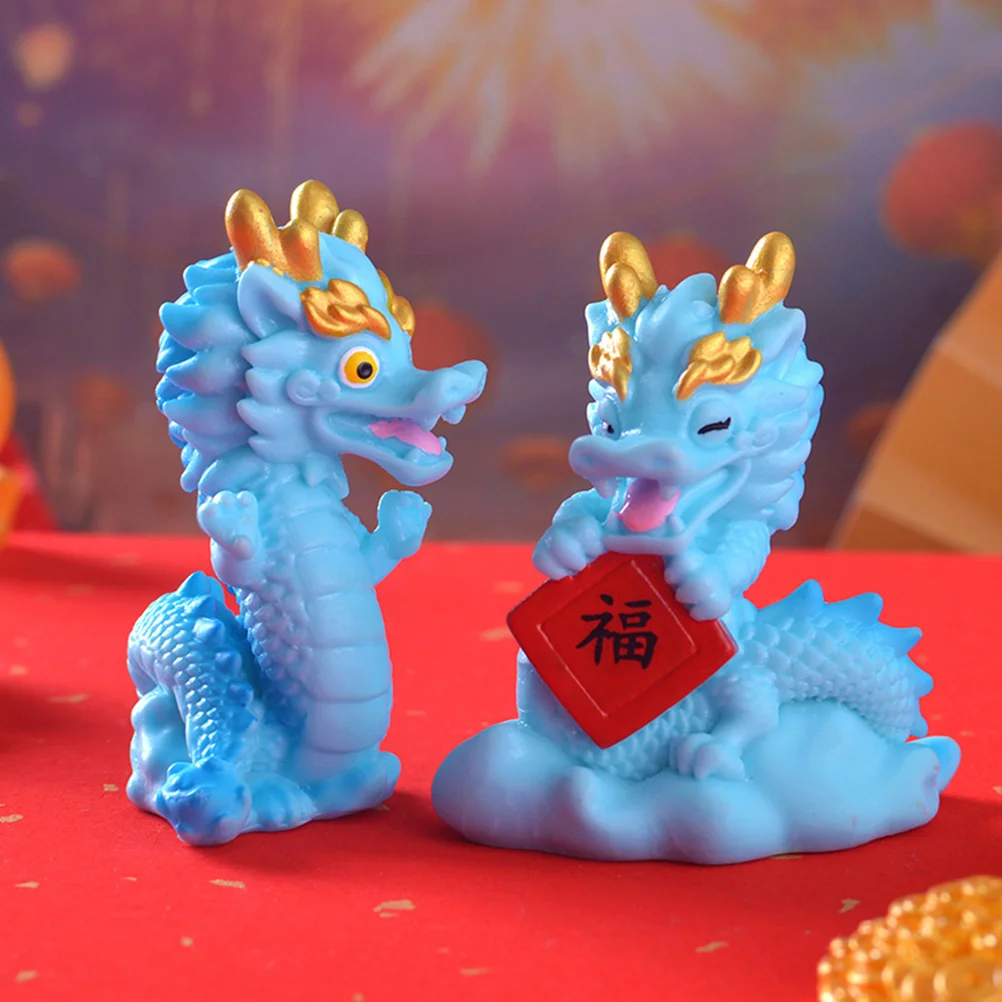 Dragon Statue Figurines and Statues Mini Ornaments Resin Craft Decor Blue Child