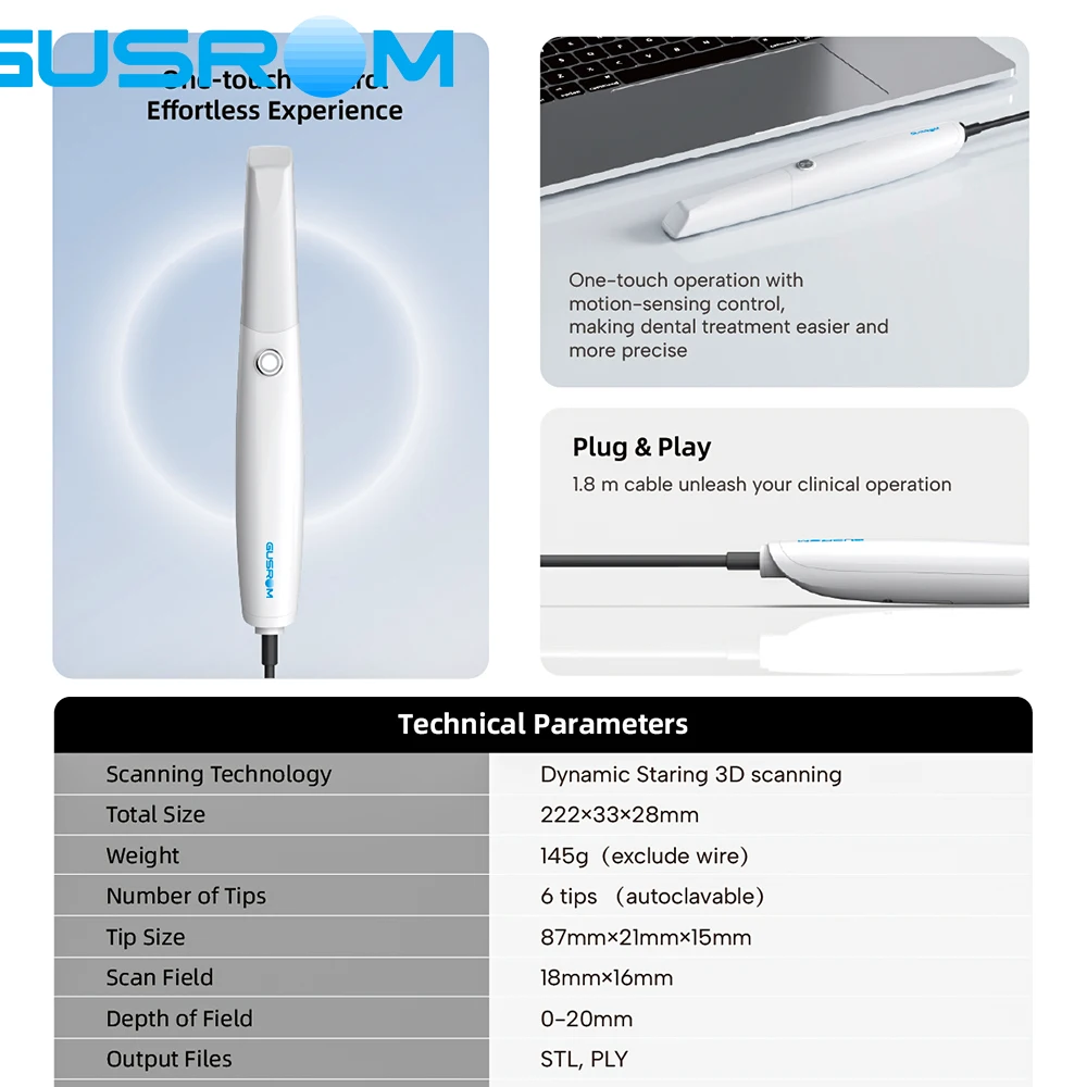 Gusrom GScan IQ ماسح ضوئي للأسنان داخل الفم عالي الدقة AI مسح سريع ثلاثي الأبعاد نظام مفتوح جهاز الانطباع الرقمي STL تصدير #6