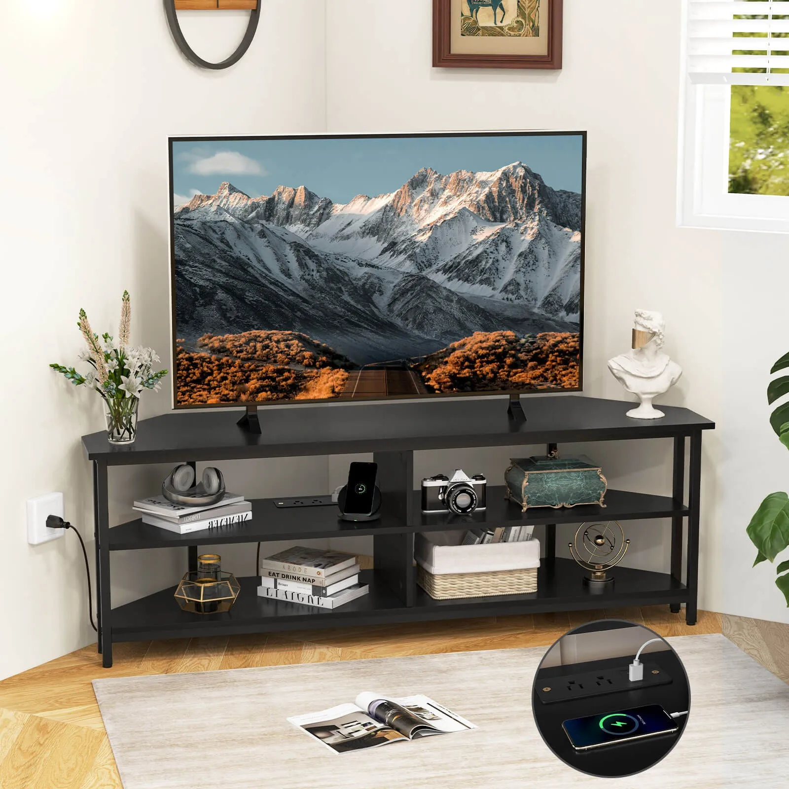 Corner TV Stand for TVs up to 65