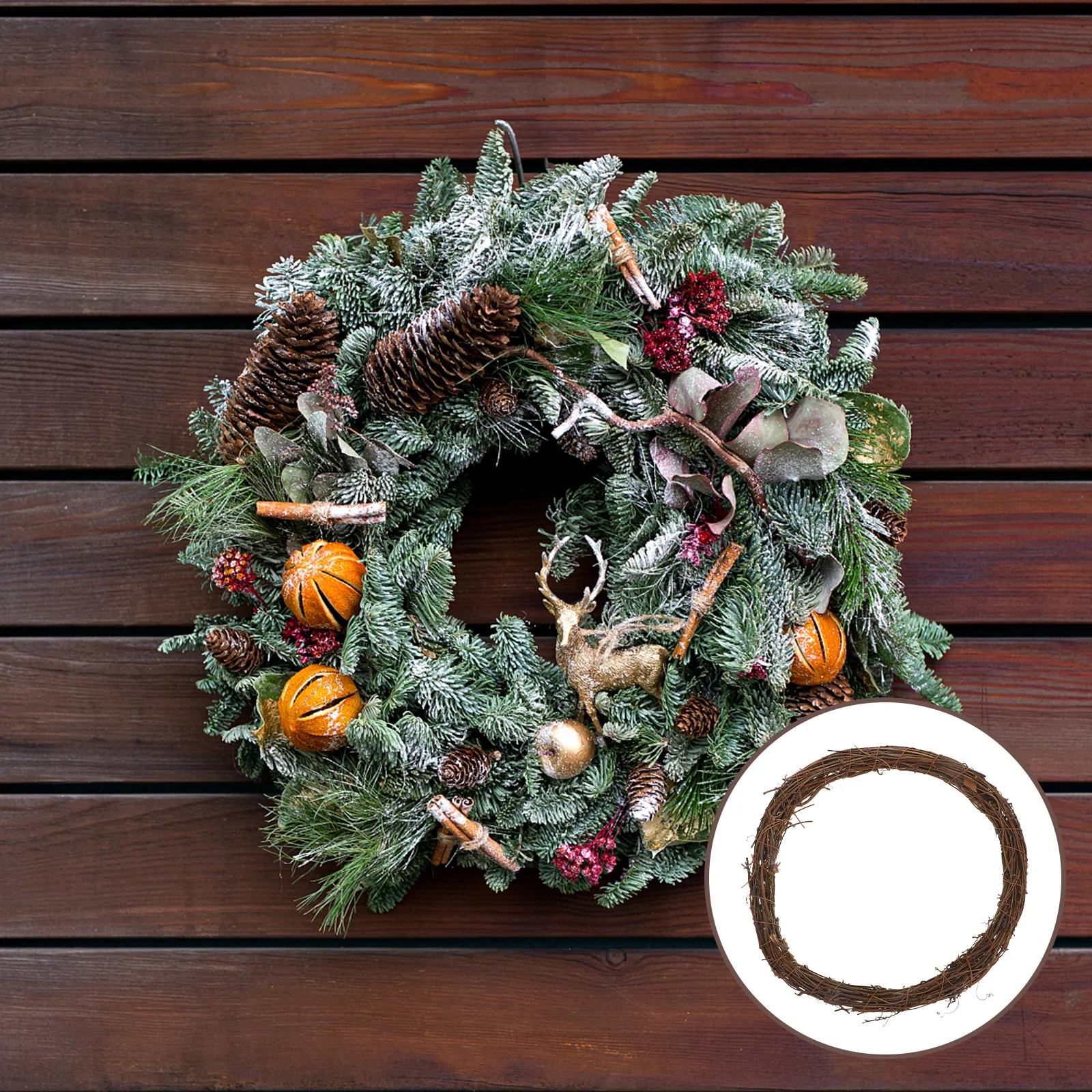 

Natural Grapevine Wreath 35cm Twig Branch Rattan Vine Garland Hoop DIY Christmas Craft Decoration Branch Wreath Rings