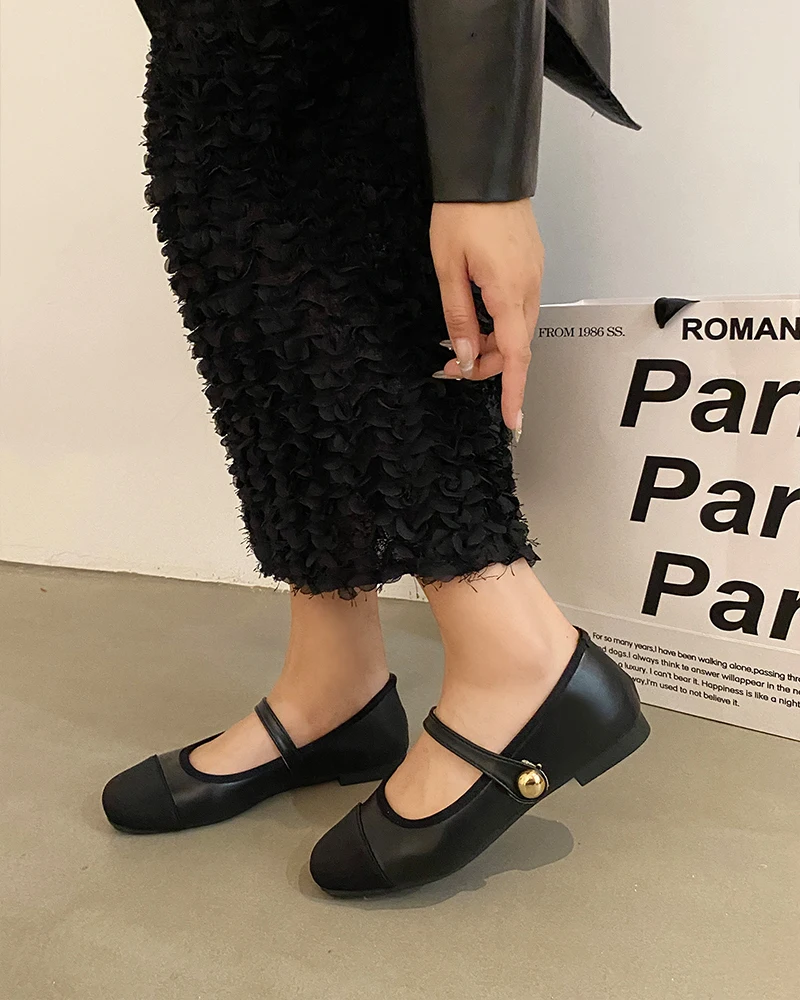 Summer Shoes Ladies Female Footwear Ballerinas Woman 2024 Low Heels Soft Shallow Mouth Black Flats Dress Ballet New Rome Mary Ja