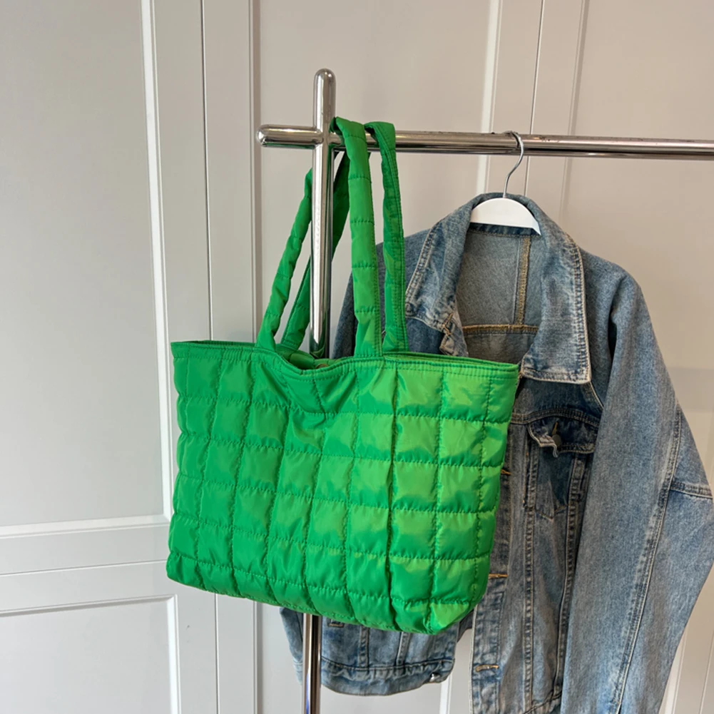 Fashion Shoulder Handbags Quilted Autumn Winter Cotton Purses Handbags Rhombus Pattern Shopper Bag Women Solid Tote Messenger - view 4